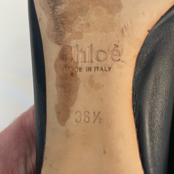 Chloe Black Leather Ballet Flats lauren scalloped - Picture 5 of 6